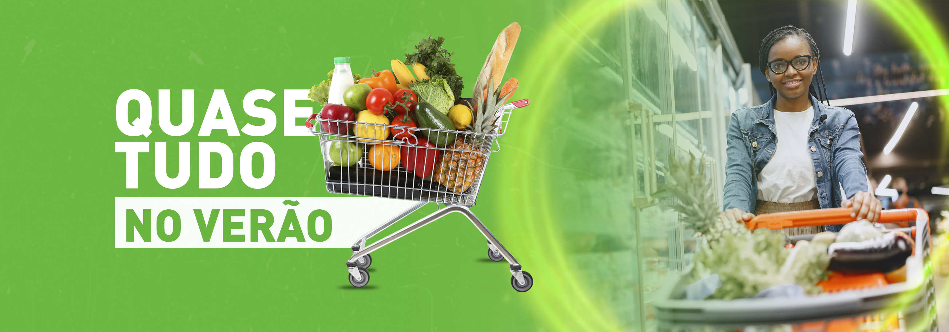 Quase Tudo Mini Mercado no Verão - Carrinho de Compras com Produtos Frescos